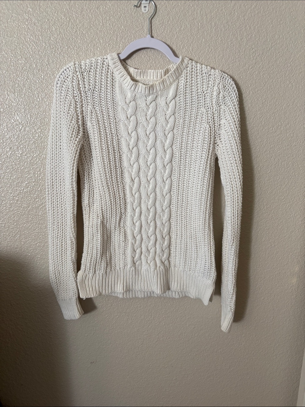 Nautica Cream Cable-Knit Crewneck Sweater Women’s Small